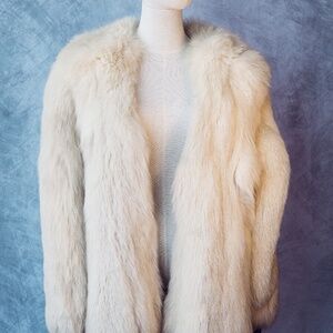 Vintage white cream real Fox Coat